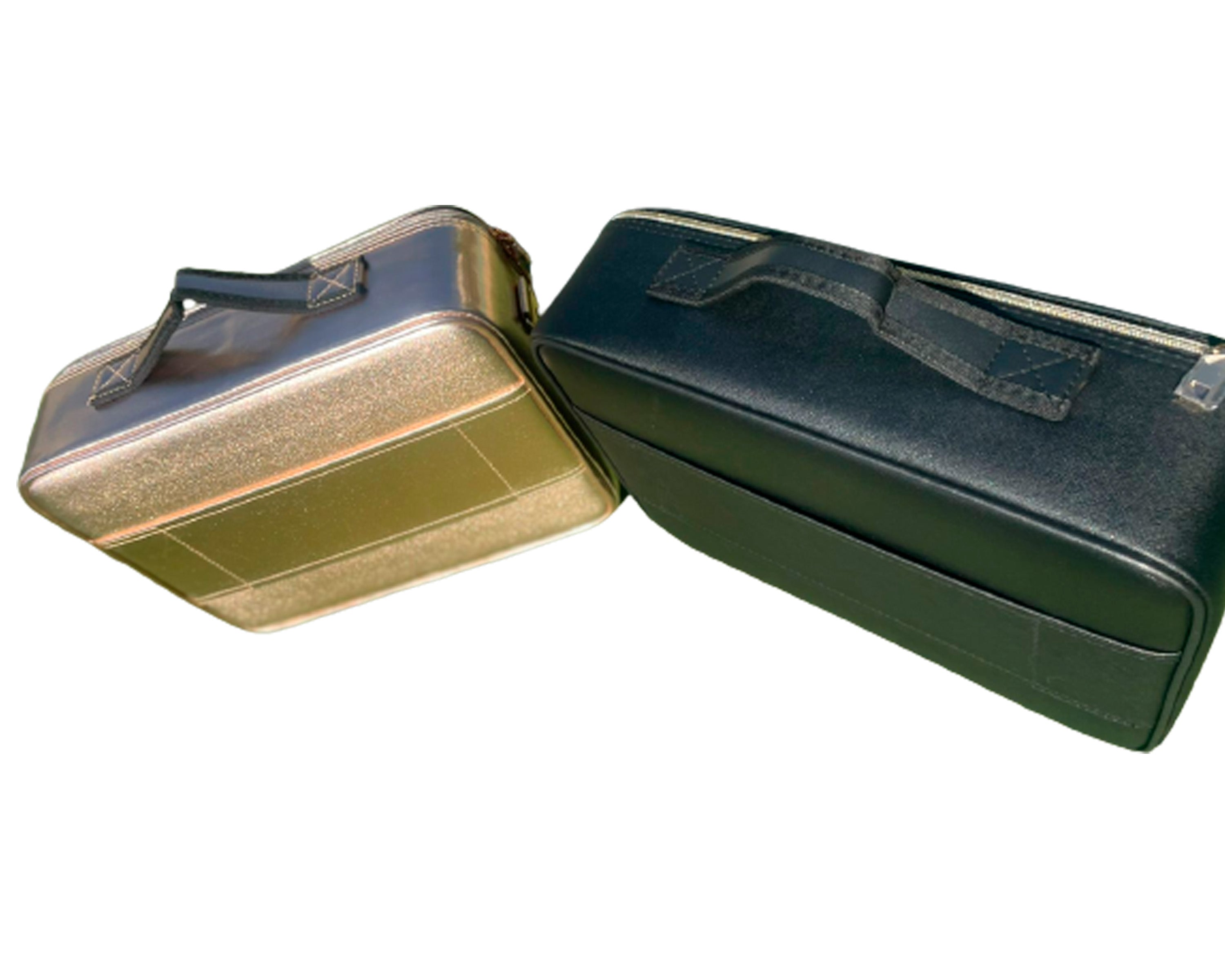 Maleta de maquillaje portable con espejo, luces y correa