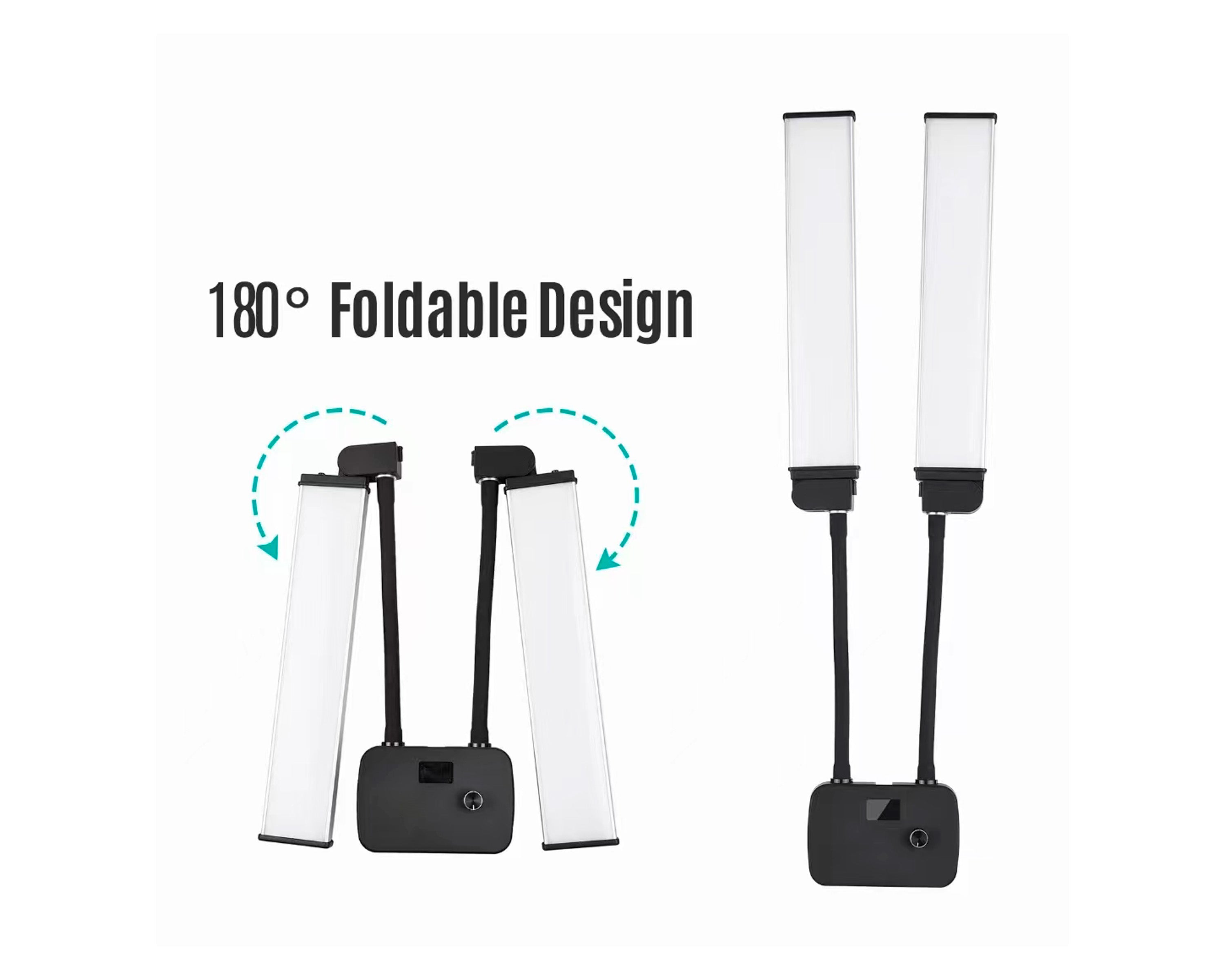 Lámpara led de 2 brazos, iluminación flexible y portátil con trípode para profesionales de la belleza