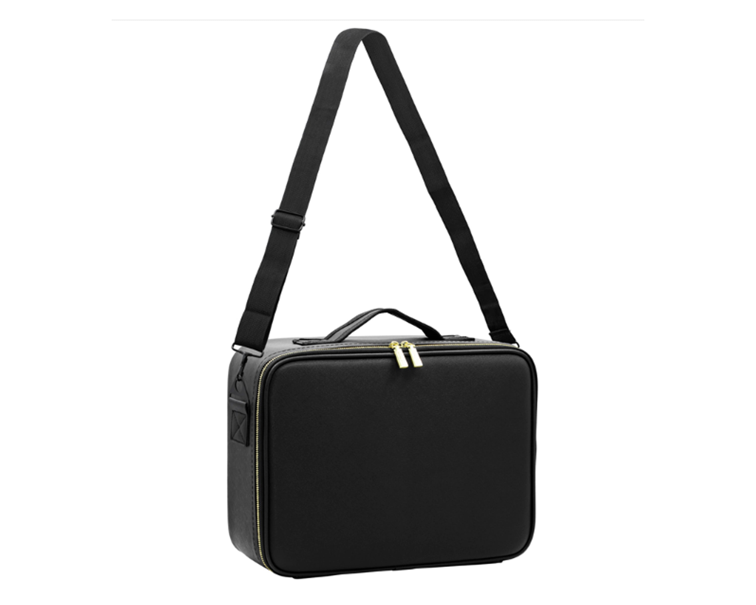 Maleta de maquillaje portable con espejo, luces y correa