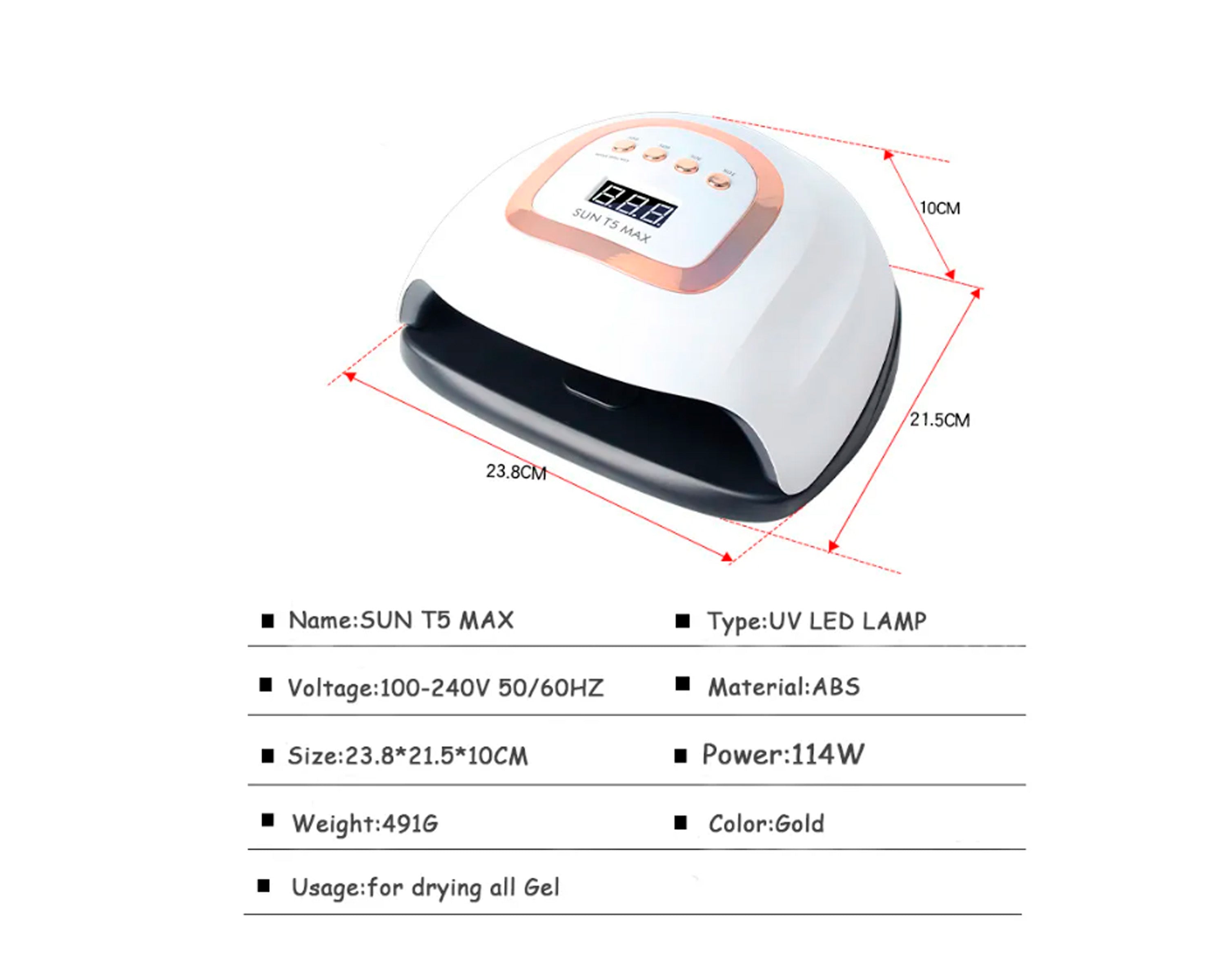 SUN T5 MAX-Lámpara LED UV para secado de uñas, 114W, 57 LED, para manicura