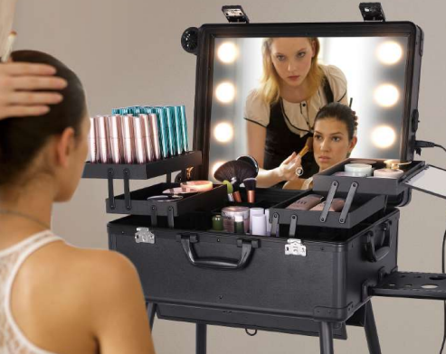 Maleta Profesional de Maquillaje o Peluquería Talla XL con 8 Luces Led