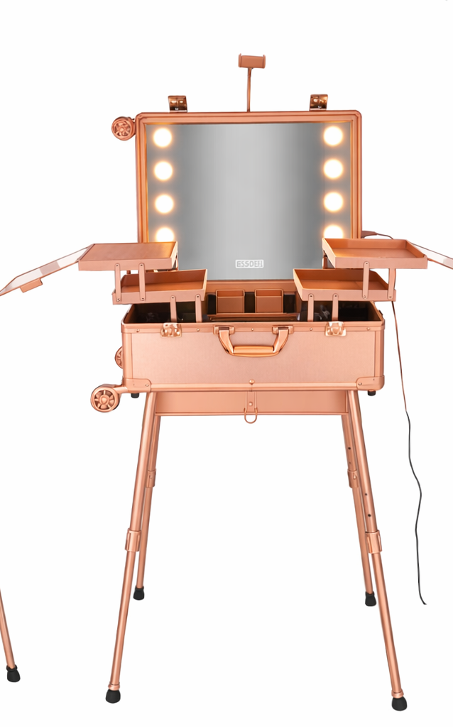 Maleta Profesional de Maquillaje o Peluquería Talla XL con 8 Luces Led y Parlantes