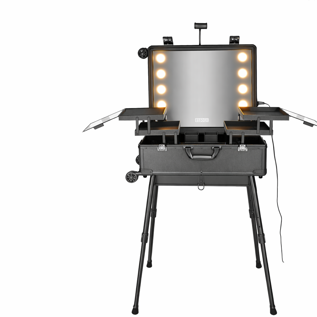 Maleta Profesional de Maquillaje o Peluquería Talla XL con 8 Luces Led y Parlantes