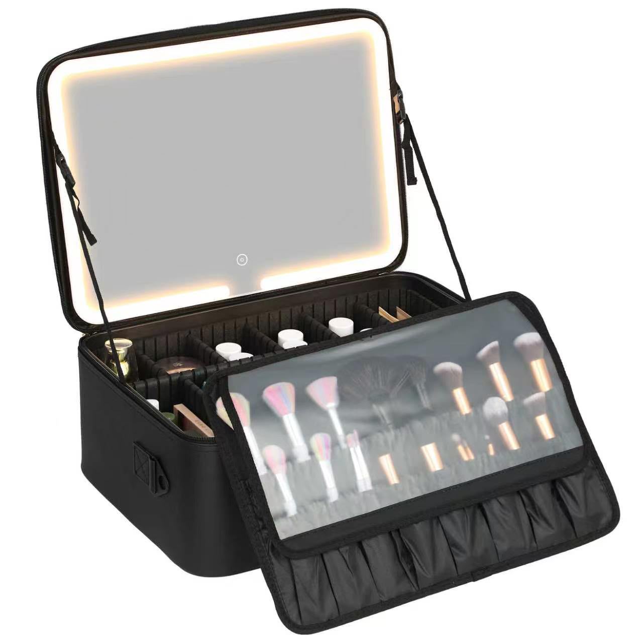 Maleta de Maquillaje con espejo, luces y correa Talla XL